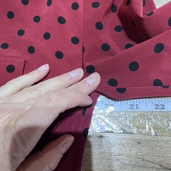 Express Women's Polka Dot Long Sleeve Button-Up Shirt Dress Red Black Size Small - Picture 6 of 9